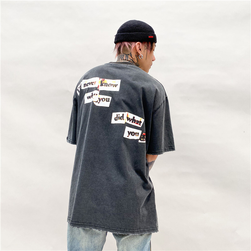 UNCLEDONJM Distorted Portrait Printing Short-Sleeved T-shirt Hip-Hop Summer streetwear oversized retro men t shirt NF-NB107 210225