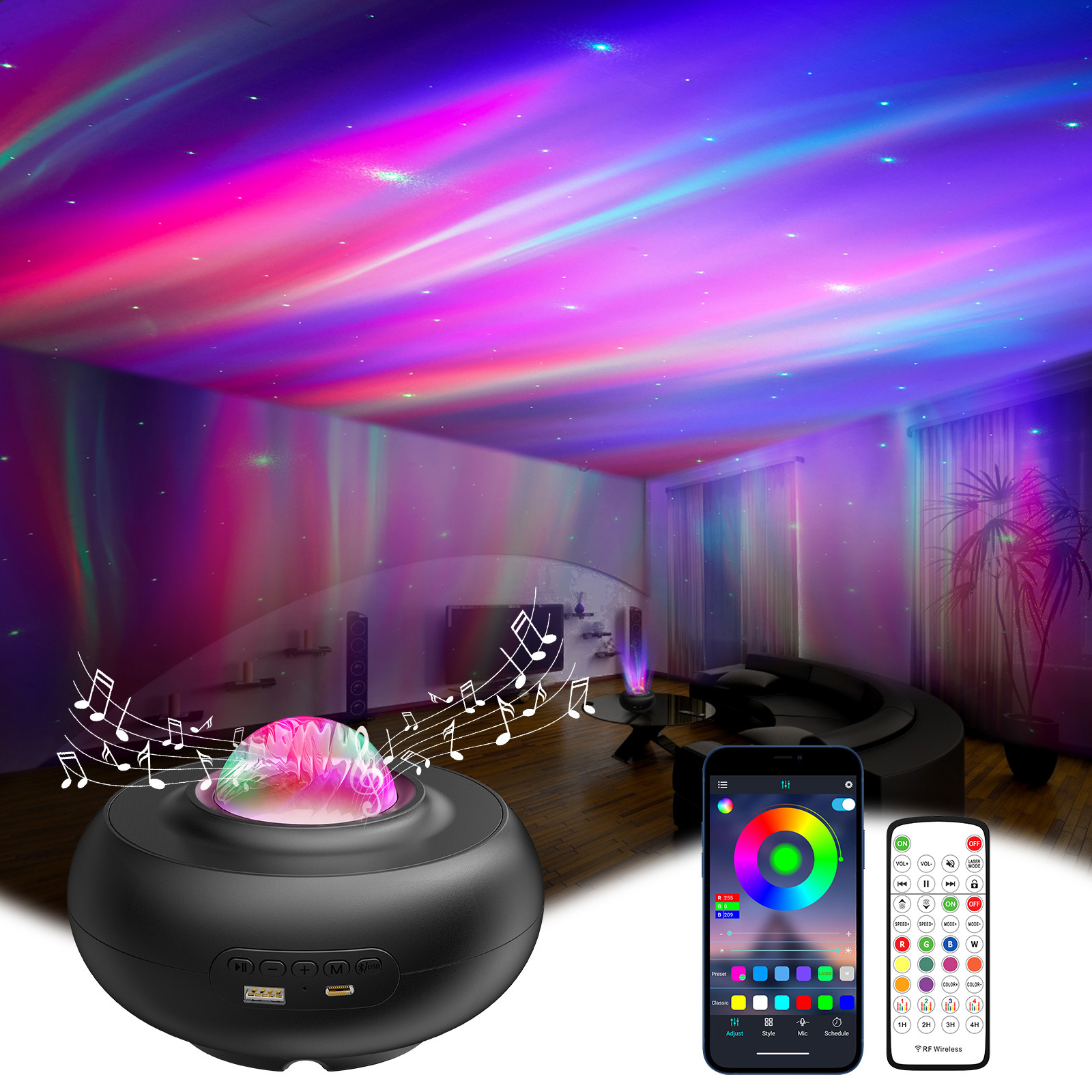 Starry Sky Projector Lamp LED Lights Galaxy Star Laser Projection USB Charging Atmosphere Lamp Kids Bedroom Beside Night Light Remote Control