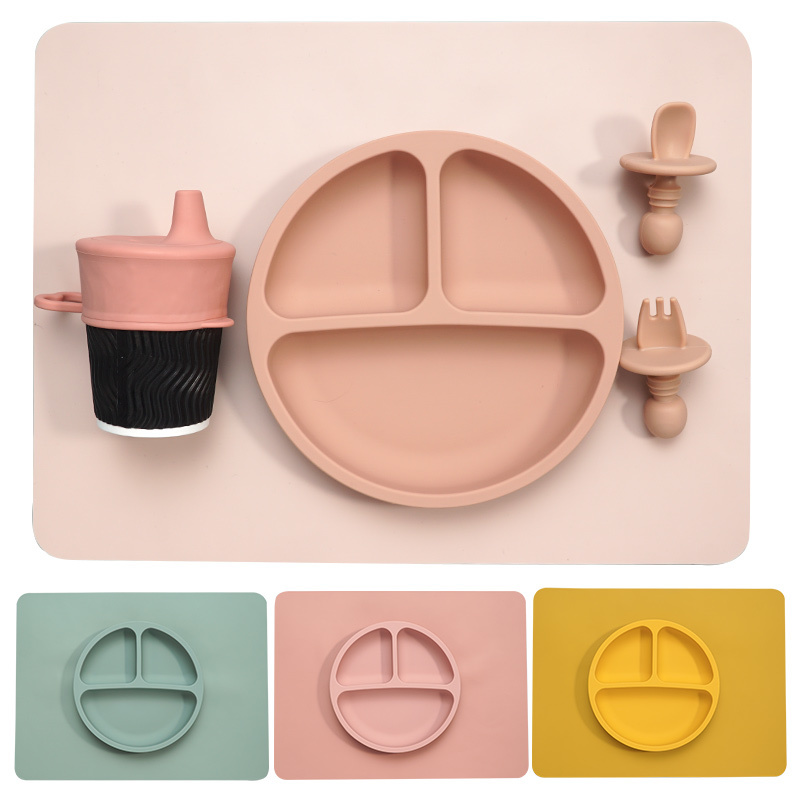 Baby Dishes Silicone Plate Tray Antislip Mini Mat Toddler Placemat Waterproof Silicone Placemat Baby Dinning Table Pads 210226