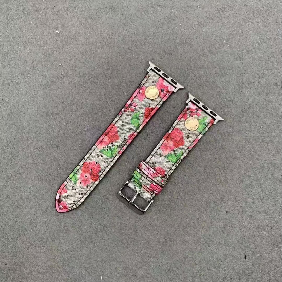Luxury Letter Flower Watches Strap Watch Band 38mm 40mm 42MM 44MM for iwatch bands Trendy Replacement Watchbands Bracelet Fashion Leather Stripes
Luxury Letter Flower Watches Strap Watch Band 38mm 40mm 42MM 44MM for iwatch bands Trendy Replacement Watchbands Bracelet Fashion Leather Stripes