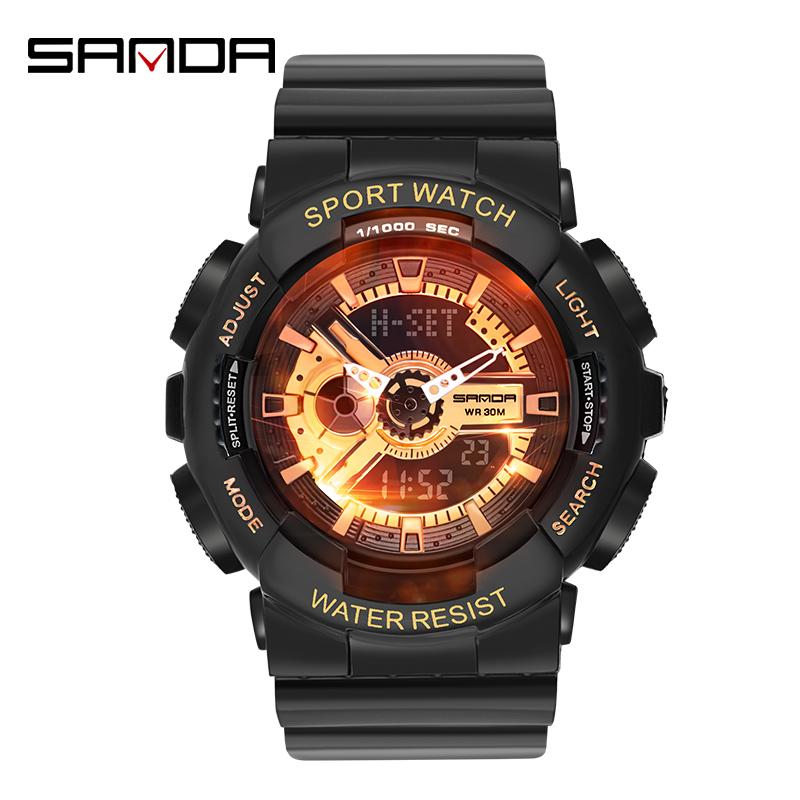 Wristwatches SANDA Luxury Men Shockproof Electronic Fashion Automatic Calendar Waterproof Silicone Watch Relogio Masculino 299G, Black
Wristwatches SANDA Luxury Men Shockproof Electronic Fashion Automatic Calendar Waterproof Silicone Watch Relogio Masculino 299G, Black
