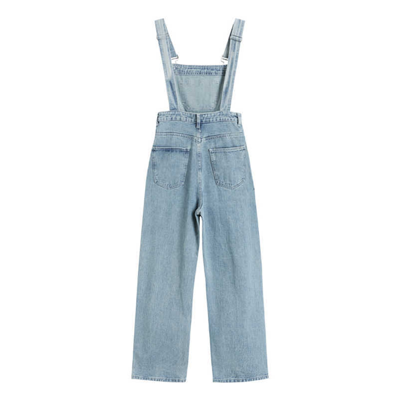 Overalls Pant's Suspender Jeans Spring Plus Size Streetwear Baggy Braces Vintage Blue Mom Denim Trouser 210809