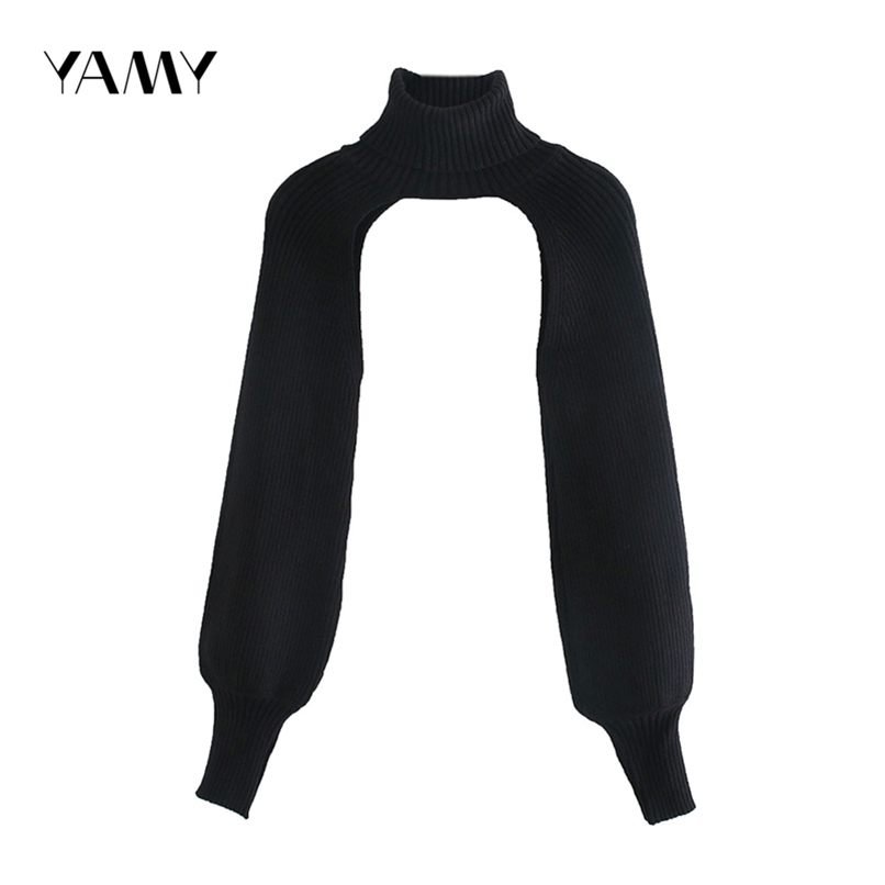 Clearance Autumn Winter Womens Turtleneck Cropped Sweaters Black Beige Long Sleeved Knitted Short Sexy Pullovers Tank Tops 2022 210914