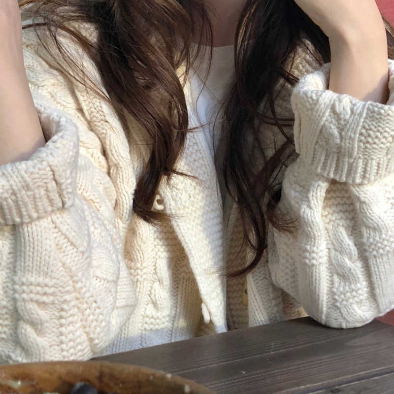 Yitimoky Women Cardigan Ribbed Sweaters Sailor Collar Vintage Knitted Top Autumn Winter Clothes Casual Korean Outwears 210914