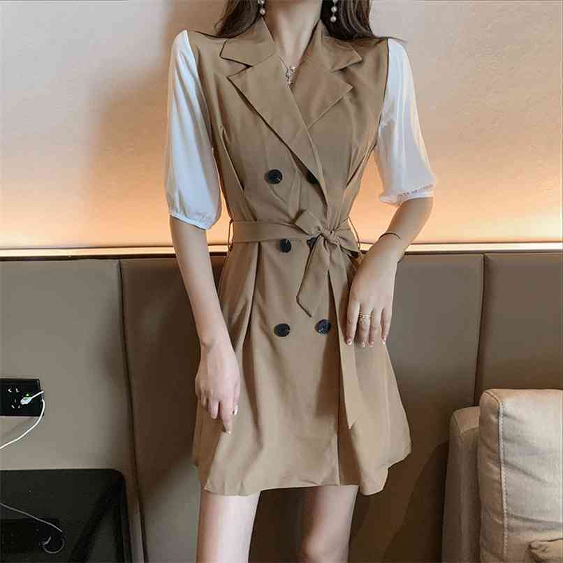 INS Fashion Summer Retro Double-breasted Belt Temperament Notched collar Puff Sleeve Stitching Blazer Dress for Women 210602, Khaki
INS Fashion Summer Retro Double-breasted Belt Temperament Notched collar Puff Sleeve Stitching Blazer Dress for Women 210602, Khaki