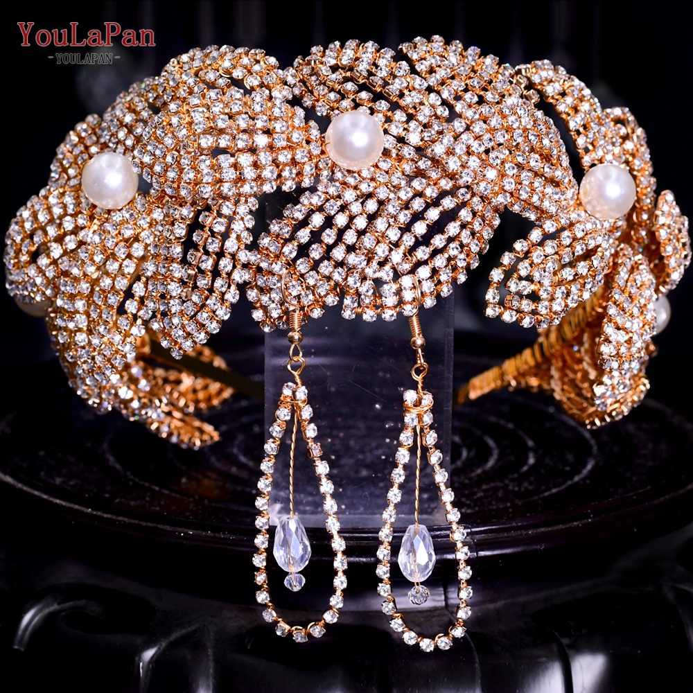 TOPQUEEN HP366 Bridal Hair Accessories Sets Cristal Wedding Headband Headpieces Tiaras and Crowns 210707