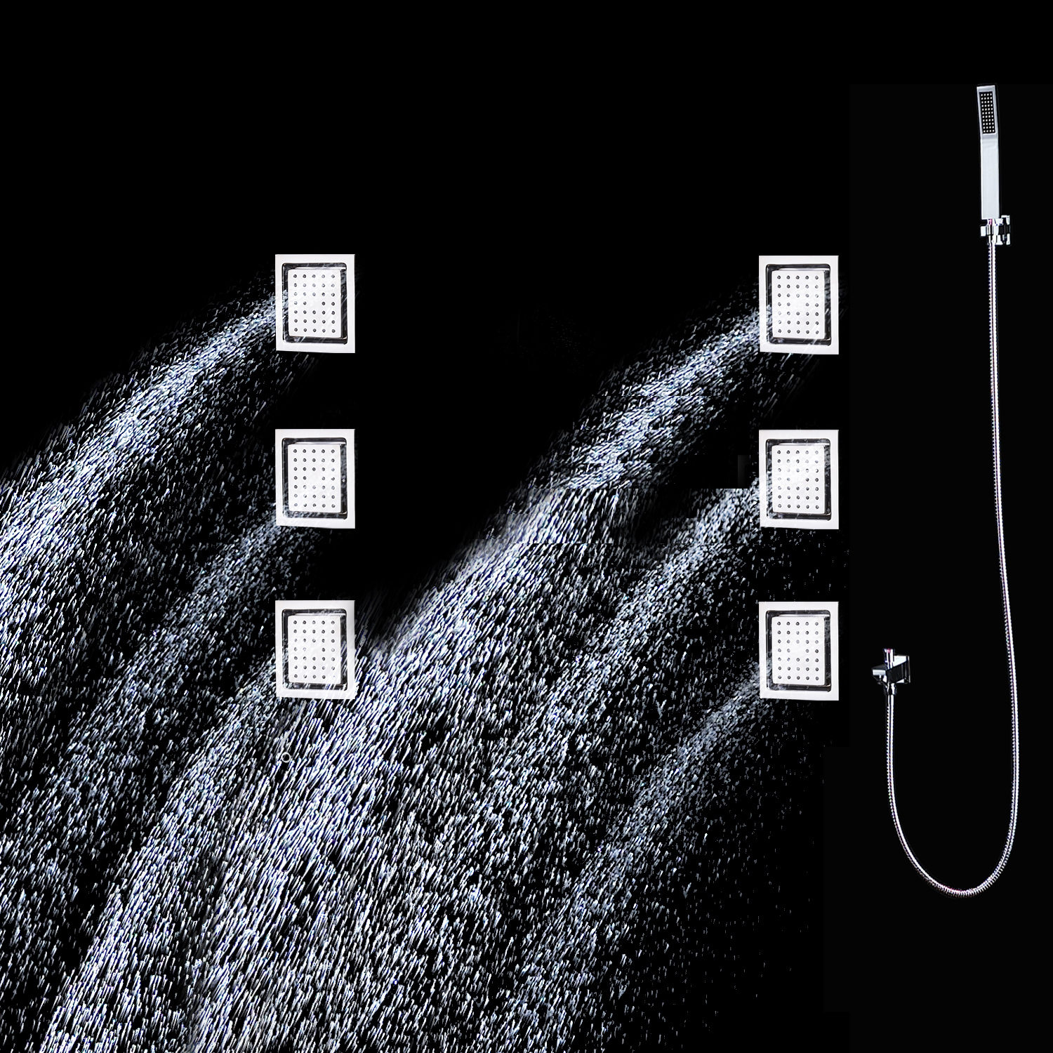 Bathroom Music Shower Set LED Shower Head Panel Multi Functions Thermostatic Diverter Valve Faucets With Massage Body Jets
