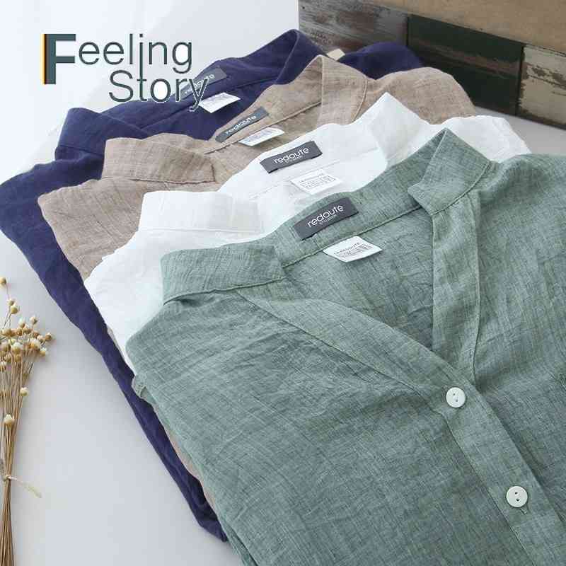 Casual Loose Womens Tops and Blouses Harajuku Plus Size Top White Blouse Shirt Sun Protection Cotton Linen V Neck Shirts Blusas 210721, Apricot
Casual Loose Womens Tops and Blouses Harajuku Plus Size Top White Blouse Shirt Sun Protection Cotton Linen V Neck Shirts Blusas 210721, Apricot