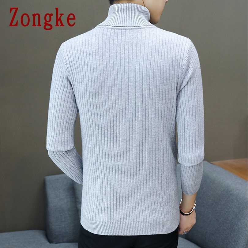 Zongke Thin White Turtleneck Men Sweater Pullover Men Clothing Korean Men Turtle Neck Winter Clothes M-3XL 210818