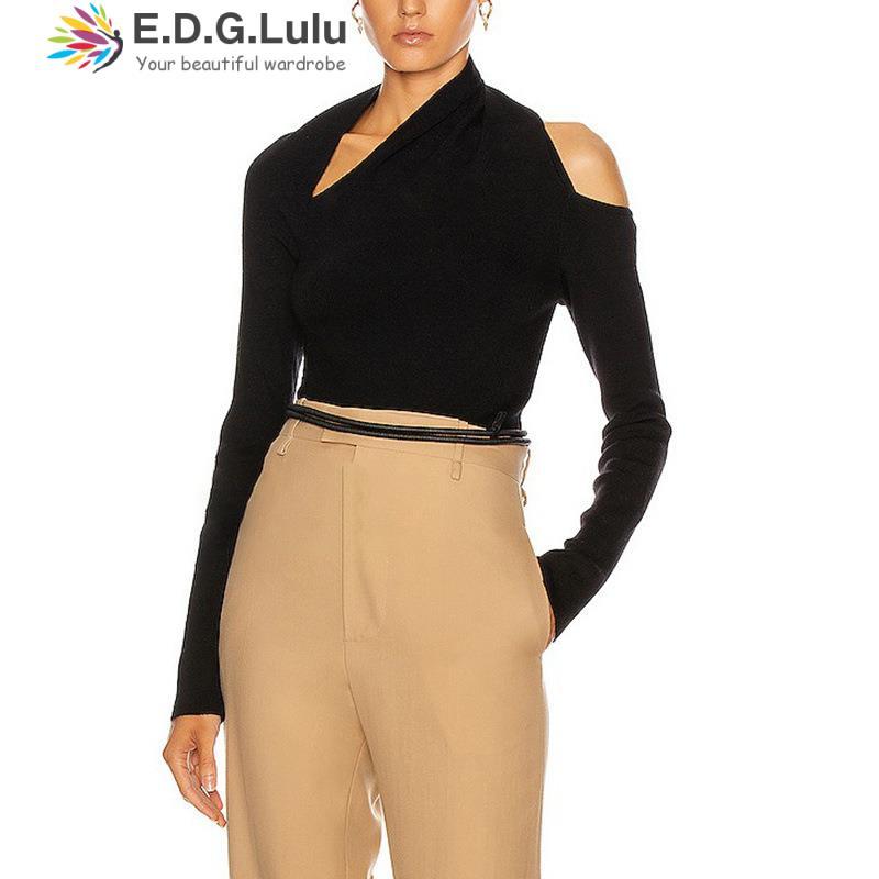 Women' Sweaters EDGLuLu Women Pullovers Sweater Autumn Winter Irregular Collar Hollow Out Long Sleeve Knitted Black 1115
Women' Sweaters EDGLuLu Women Pullovers Sweater Autumn Winter Irregular Collar Hollow Out Long Sleeve Knitted Black 1115