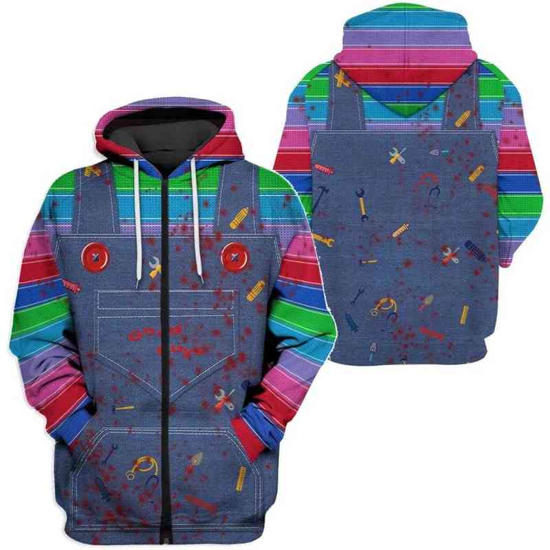 Fashion Men hoodies 3D Full-Print horror movie Chucky Hoodie/Sweatshirt Apparel Cosplay costume Unisex Hoody streetwear 220114
