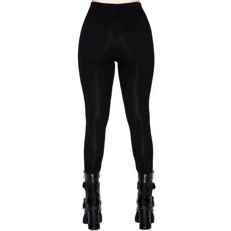 Women Leggings Fashion Gothic Bodycon Pants Summer Black Streetwear High Waist Five-pointed Star Print Woman 211215