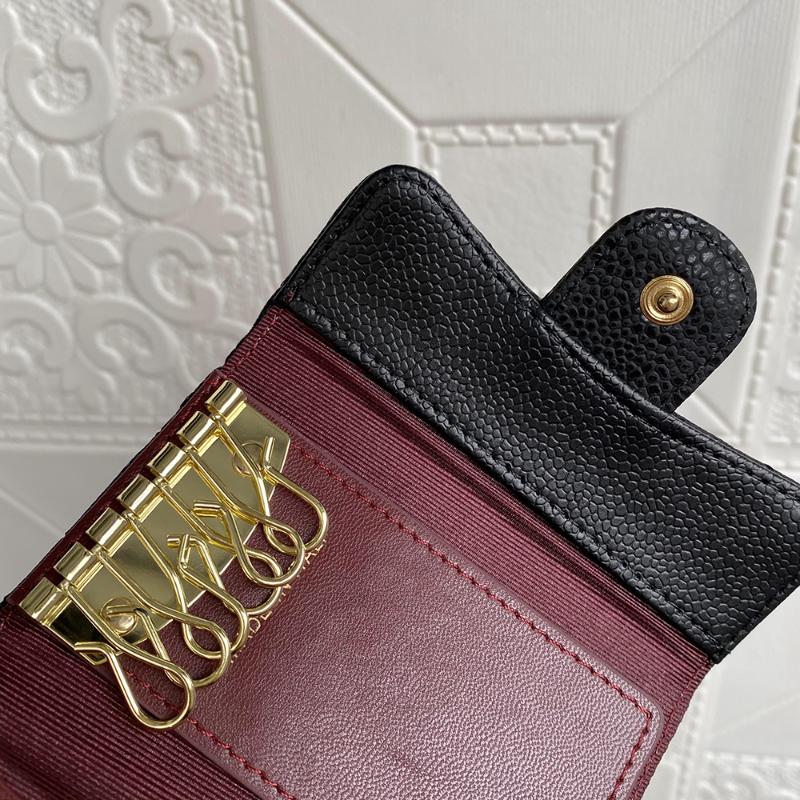 Card Holders Caviar Leather Key Case Female Clamshell Chain Ball Grain Cowhide Male High Quality Designer 21