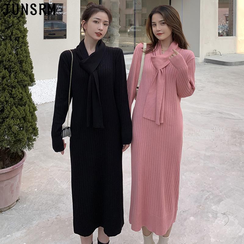 Casual Dresses Knit Scarf Collar Dress Women 2021 Autumn Winter Korean Style Knitted Sweater One-Piece Thick Fake Two-Piece Midi, Black
Casual Dresses Knit Scarf Collar Dress Women 2021 Autumn Winter Korean Style Knitted Sweater One-Piece Thick Fake Two-Piece Midi, Black
