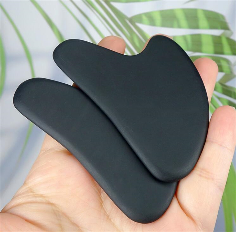 Wholesale Gua Sha Facial Body Massage Tools Heart Bian Stone 3D GuaSha Scraping Tool Black