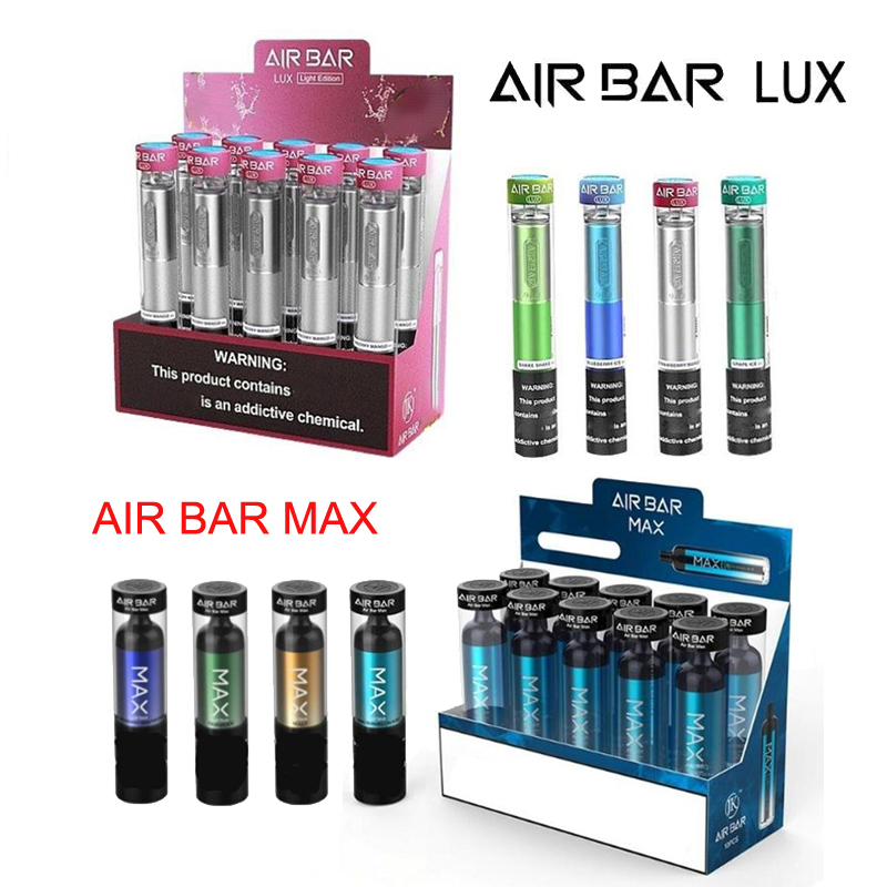 Air Bar max Lux Disposable Vape Pen Device Electronic Cigarettes 500mah 1000 hits 2000 puffs 1250mah 6.5ml pod Starter Kit
Air Bar max Lux Disposable Vape Pen Device Electronic Cigarettes 500mah 1000 hits 2000 puffs 1250mah 6.5ml pod Starter Kit