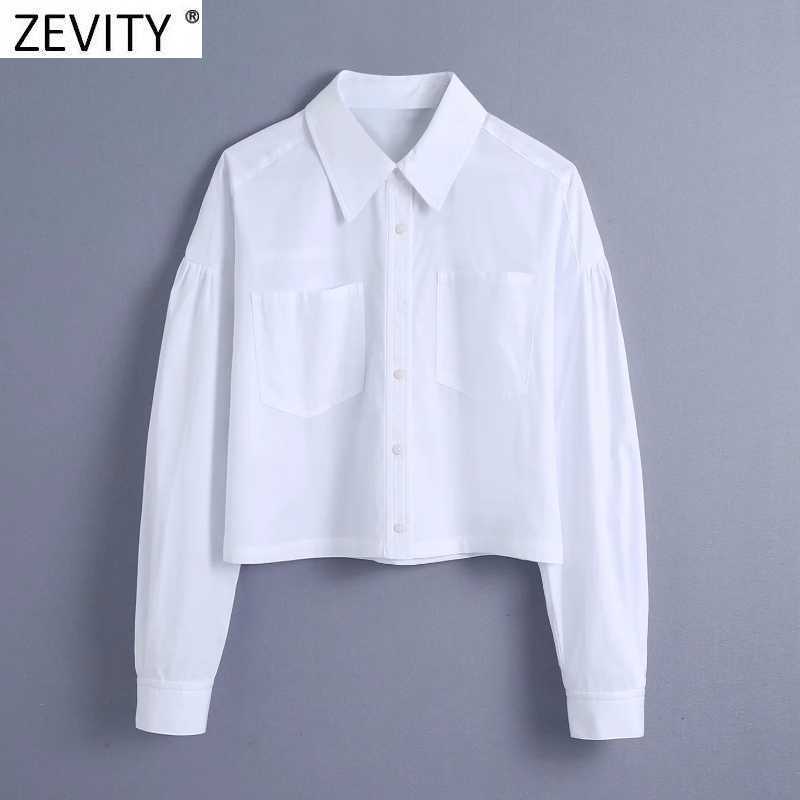 Zevity Women Fashion Double Pockets Patch Short Smock Blouse Female Puff Sleeve White Shirt Roupas Chic Chemise Tops LS7696 210603, As pic ls7696bb
Zevity Women Fashion Double Pockets Patch Short Smock Blouse Female Puff Sleeve White Shirt Roupas Chic Chemise Tops LS7696 210603, As pic ls7696bb