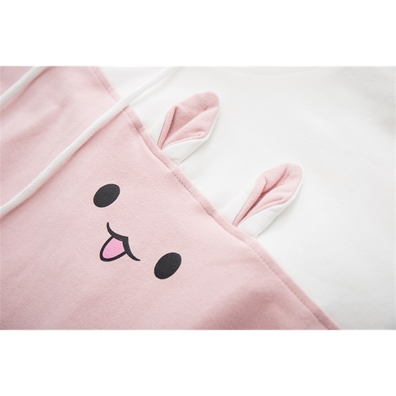 HSA Autumn Fashion Women Kawaii Cute Hoodies Rabbit Cartoon Sweatshirt with Hat Korean Style Long Sleeve Tracksuit kpop 201203