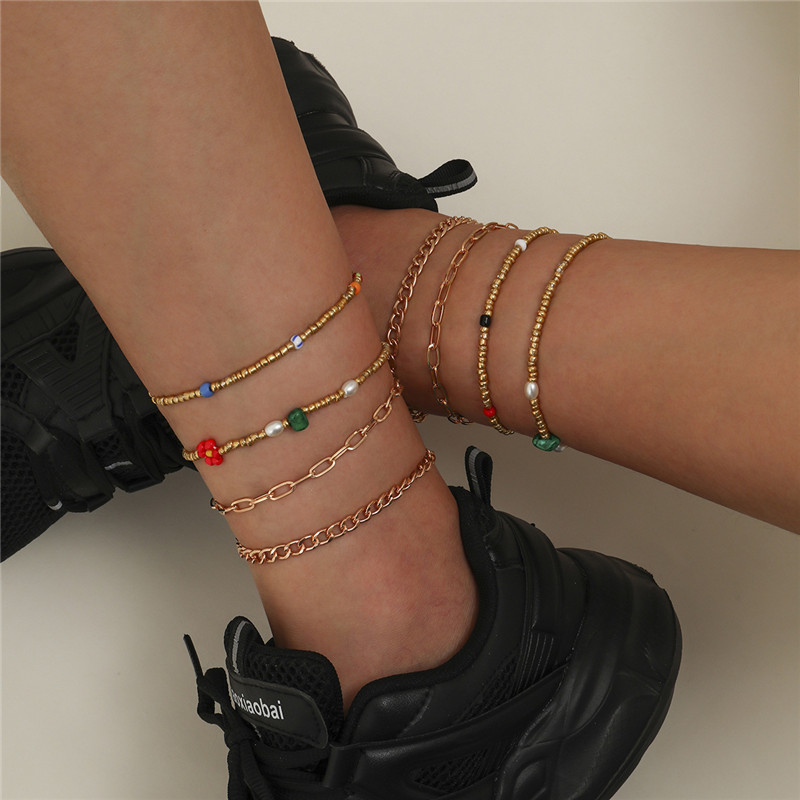 Beach Imitation Pearl Beaded Mixed Anklets Colorful Daisy Turquoise Alloy Foot Chain Women Multi Layer Vacation Party Gift Anklet Jewelry Se, Red;blue
Beach Imitation Pearl Beaded Mixed Anklets Colorful Daisy Turquoise Alloy Foot Chain Women Multi Layer Vacation Party Gift Anklet Jewelry Se, Red;blue