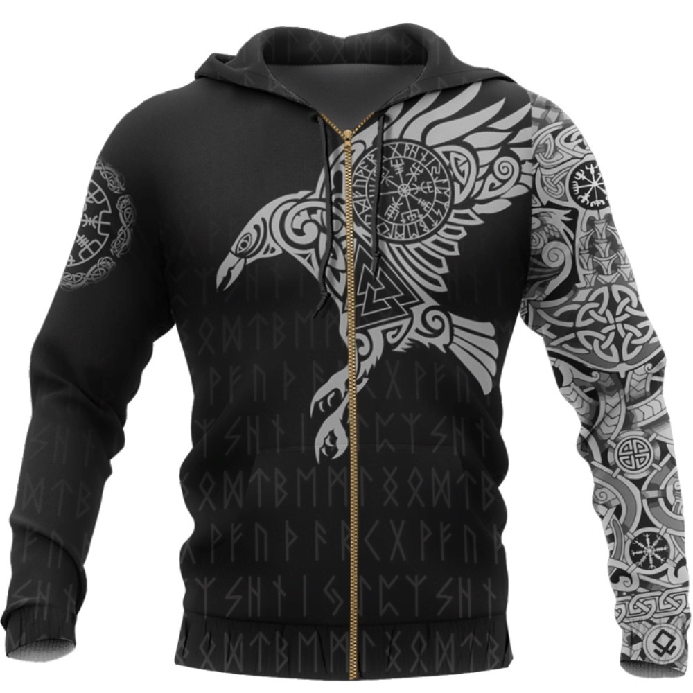 Viking The Raven of Tattoo 3D Printed Men Hoodies Retro Harajuku Fashion Hooded Sweatshirt Autumn Hoody Casual streetwear hoodie 201104