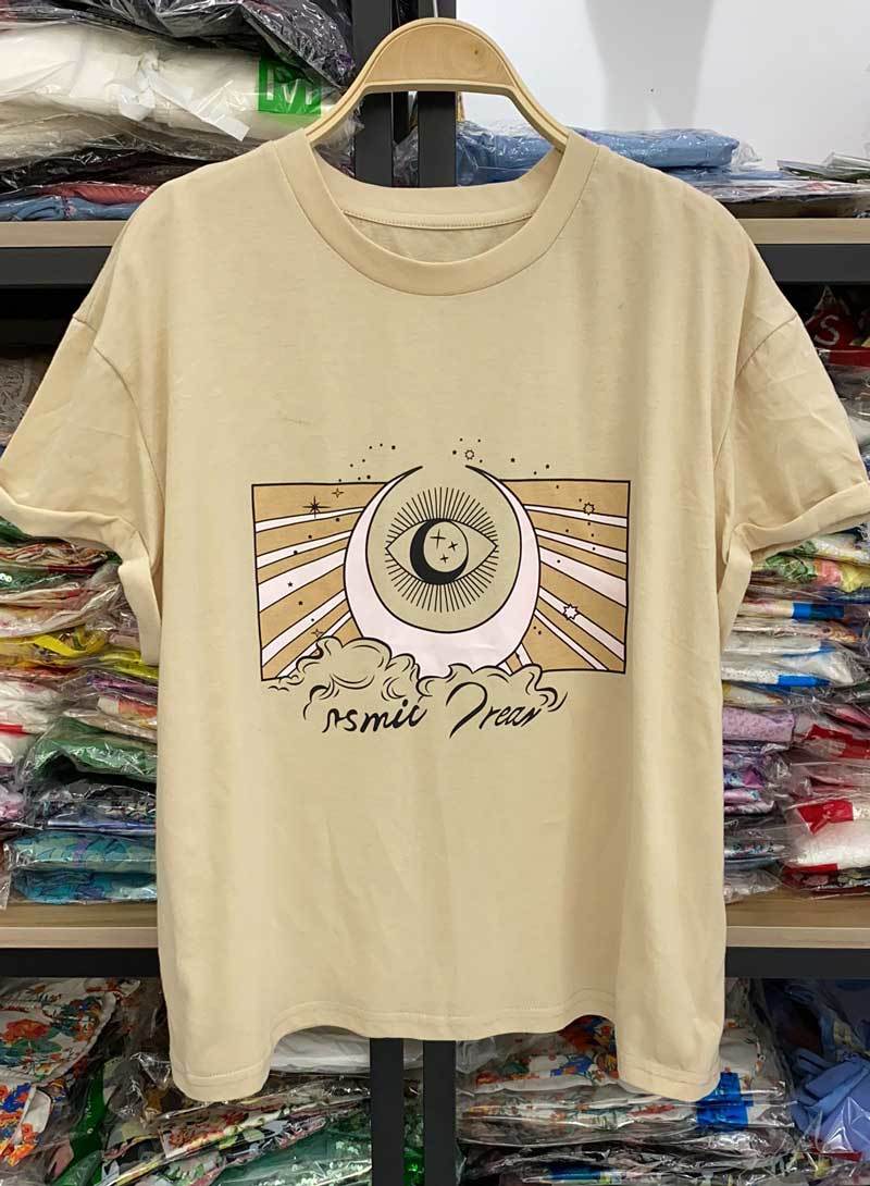 Boho Inspired Women's beige Tee Short Sleeve Graphic Tees women new Summer basic casual T-Shirt boho tshirt women new plus size 210306