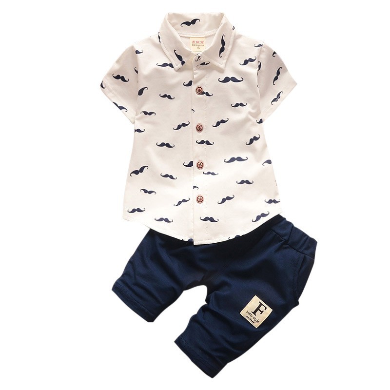 Baby Boy Clothing Sets Bebe Fashion T-shirt+Solid Pants Set Summer Kid Outfit Toddler Children Cotton Tracksuit Clothes 210226