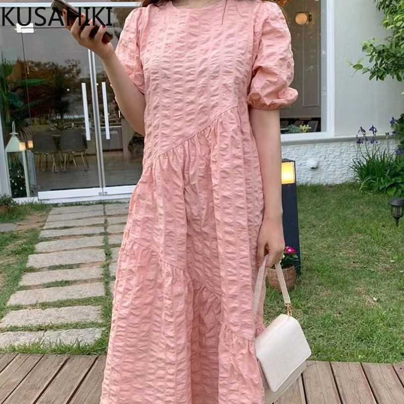 KUSAHIKI Korea Chic Summer Sweet Puff Sleeve Woman Dress Korean Folds High Waist A-line Dresses Causal Vestidos 6J235 210602, Pink
KUSAHIKI Korea Chic Summer Sweet Puff Sleeve Woman Dress Korean Folds High Waist A-line Dresses Causal Vestidos 6J235 210602, Pink
