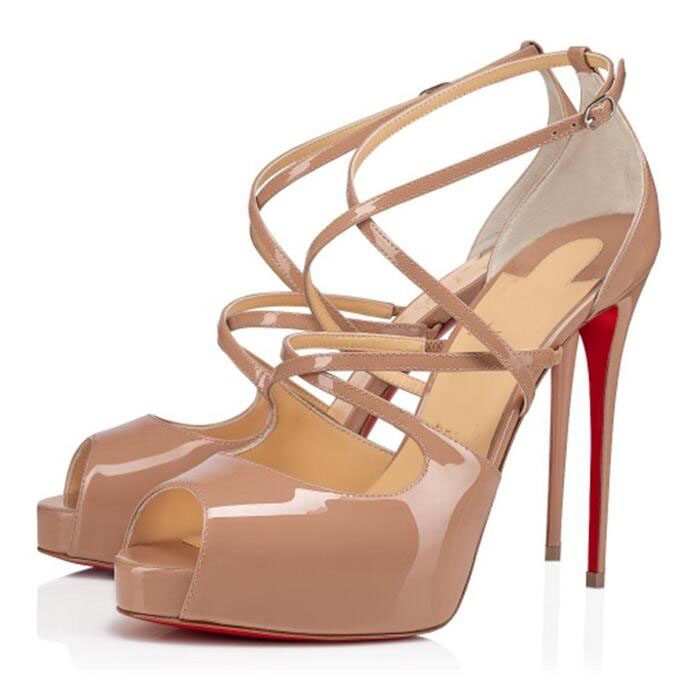Nude Black Patent Leather Pumps Red Bottom Sandals Shoes Cross Strappy Sexy Peep Toe Lady High Heels Wedding Party Dress Gladiator Sandalias 
Nude Black Patent Leather Pumps Red Bottom Sandals Shoes Cross Strappy Sexy Peep Toe Lady High Heels Wedding Party Dress Gladiator Sandalias