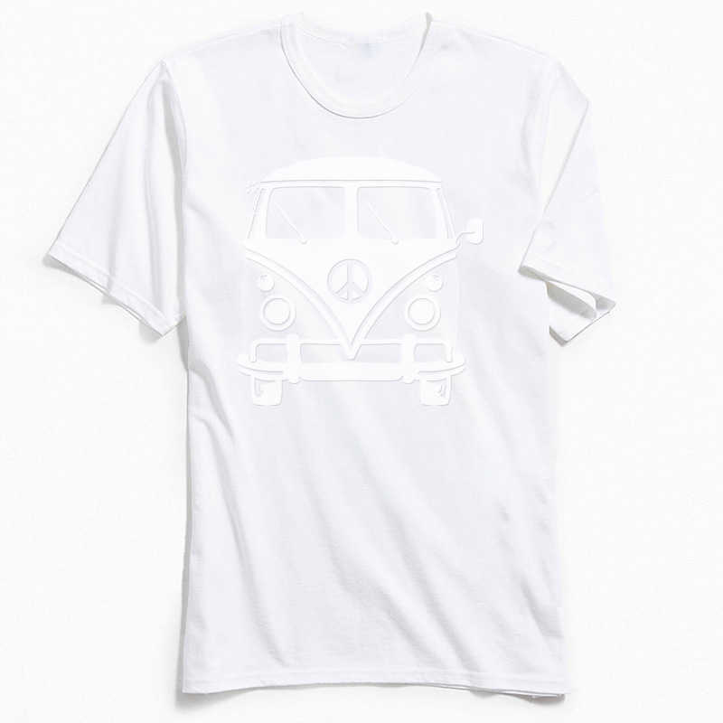 Classic Black T-shirt Men 80s Tshirt Hippie Peace Van Tops Tees for School Day Crew Neck 100% Cotton Short Sleeve T-Shirts 210629