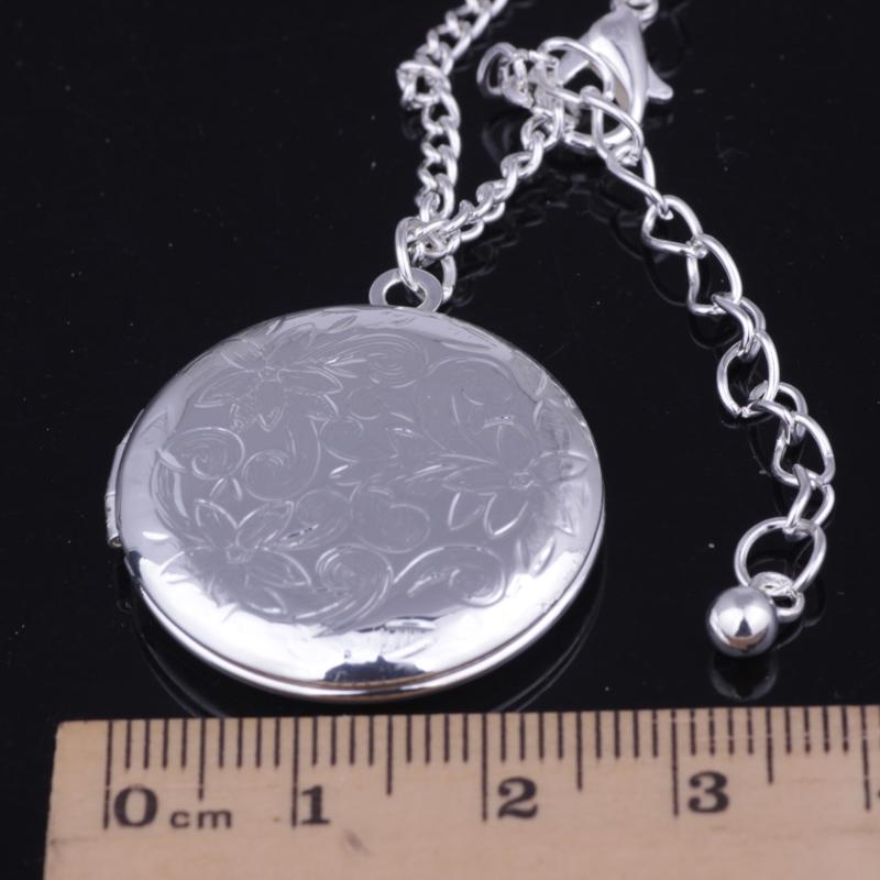 N119 Fashion locket delicate jewelry flower round shape locket pendant silver plated necklace