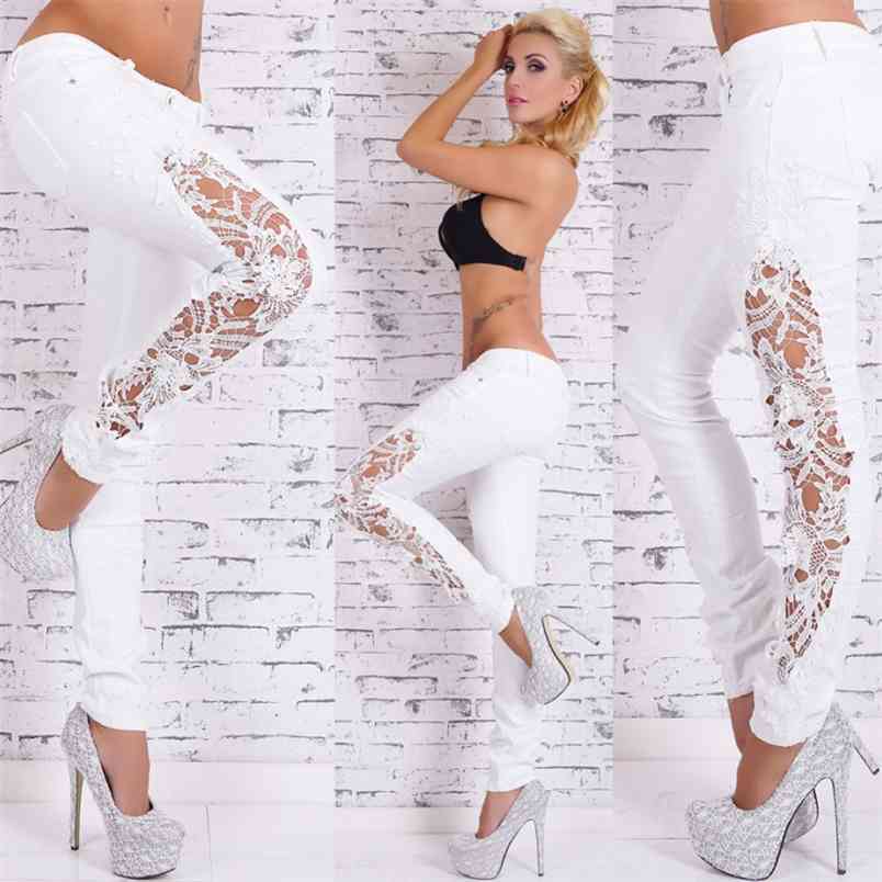 Fashion Women' Pants Casual Flower Lace Low Waist Jeans Hollow Out Long In Spring 210708, White
Fashion Women' Pants Casual Flower Lace Low Waist Jeans Hollow Out Long In Spring 210708, White