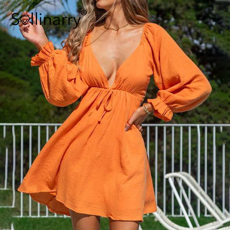 Sollinarry Autumn Sexy Lace Up Women Short Dresses V neck Solid Cotton A-line Dress Full Regular Sleeves Female Mini Dress 210709, Black
Sollinarry Autumn Sexy Lace Up Women Short Dresses V neck Solid Cotton A-line Dress Full Regular Sleeves Female Mini Dress 210709, Black