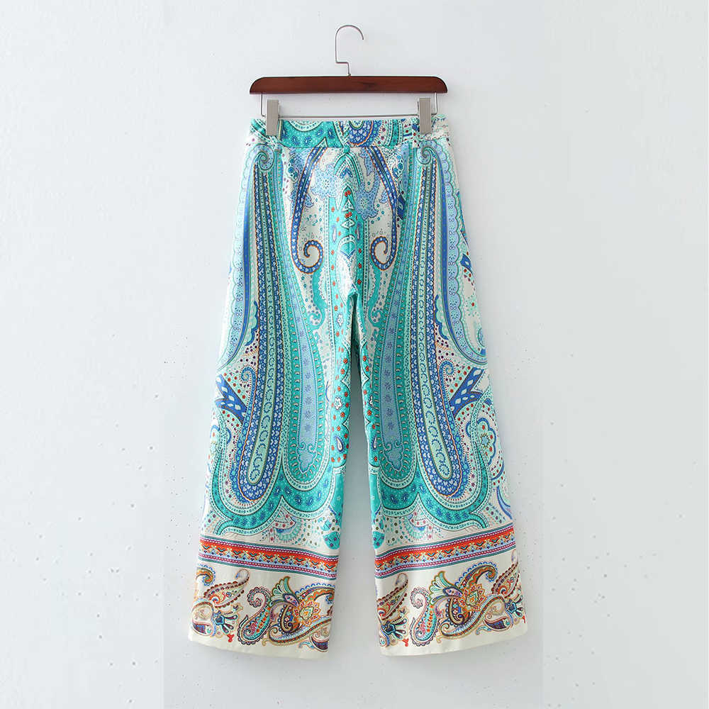 Women Trousers Wide leg Vintage Printed Hight-waist Casual Cozy loose Woman Pants pantalon femme mujer 210709