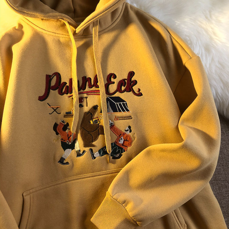 autumn and winter new casual Korean cartoon embroidery hoodie sweatshirt women loose wild pullover cotton sweatshirt LJ201103