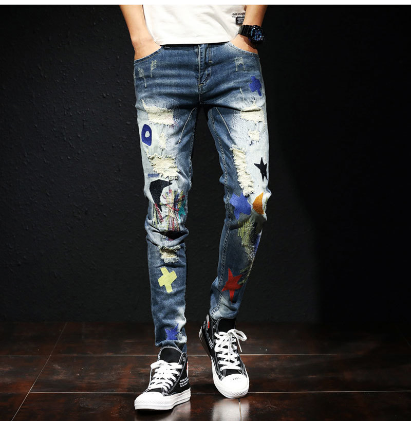 2021 New Korean Fashion Elastic Destroyed Baggy Pants Stretch Ripped Men Embroidery Patches Designer Hip Hop Jeans Homme Za4j, Blue
2021 New Korean Fashion Elastic Destroyed Baggy Pants Stretch Ripped Men Embroidery Patches Designer Hip Hop Jeans Homme Za4j, Blue