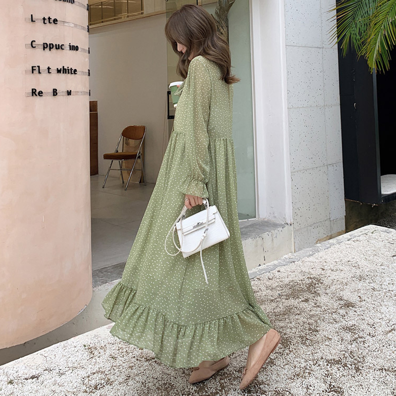 Loose Bow-neck Floral Women Dress Long-sleeve Ruffles Chiffon Female Dress Flare Sleeve Holiday Long Vestidos Femme, Black;gray
Loose Bow-neck Floral Women Dress Long-sleeve Ruffles Chiffon Female Dress Flare Sleeve Holiday Long Vestidos Femme, Black;gray