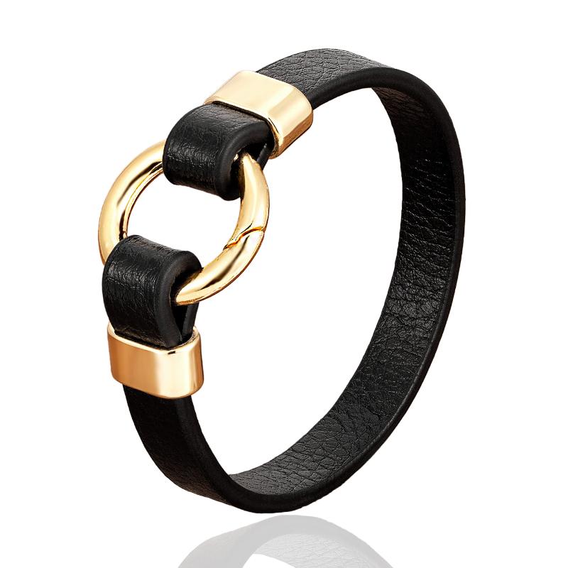 Charm Bracelets Classic Leather Rope Men's Jewelry Gold Metal Round Spring Clasp Trendy Bracelet For Women Male Friendship Gifts
Charm Bracelets Classic Leather Rope Men's Jewelry Gold Metal Round Spring Clasp Trendy Bracelet For Women Male Friendship Gifts
