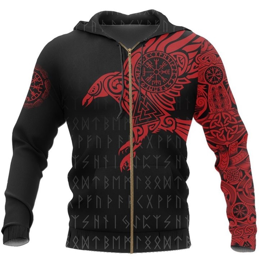 Viking The Raven of Tattoo 3D Printed Men Hoodies Retro Harajuku Fashion Hooded Sweatshirt Autumn Hoody Casual streetwear hoodie 201104