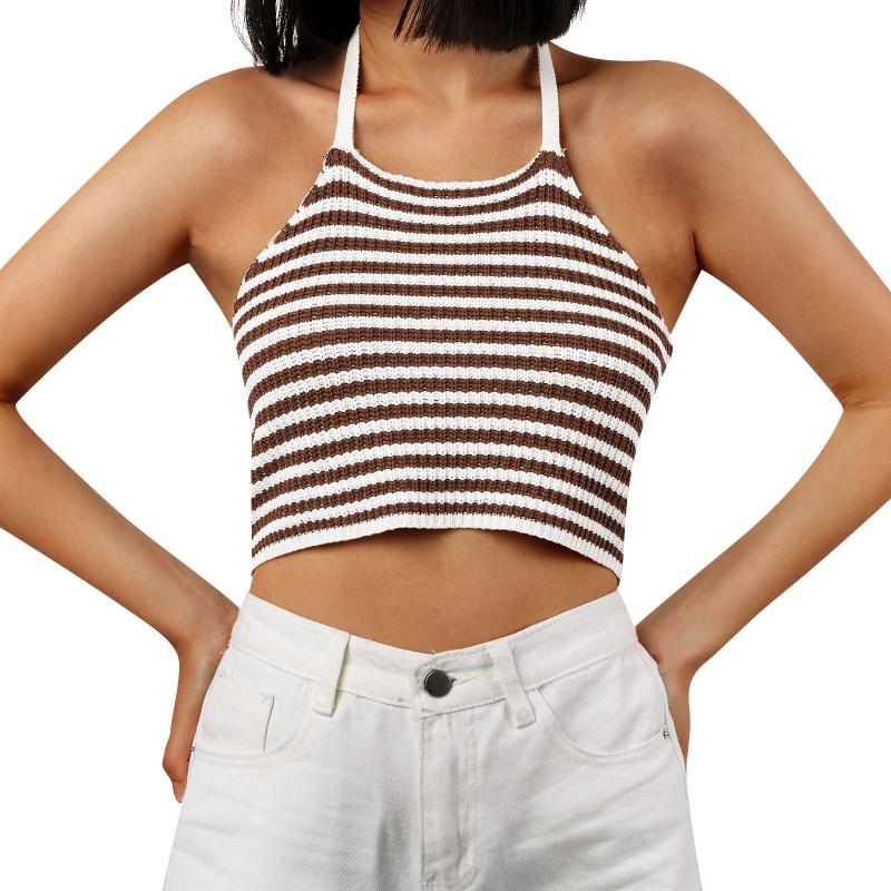 Women's Tanks & Camis Women Halter Crop Cami Tops Summer Ladies Sexy Sleeveless Striped Print Color Block Crochet Camisole, White
Women's Tanks & Camis Women Halter Crop Cami Tops Summer Ladies Sexy Sleeveless Striped Print Color Block Crochet Camisole, White