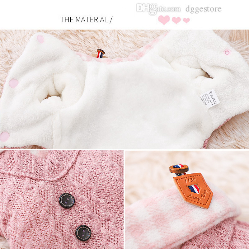 free shipping Warm Pet Sweater Winter Clothes Dog Apparel for Small Dogs Pomeranian Yorkies Chihuahua Schnauzer Thickened Flannel Lining Coats Pink Gi