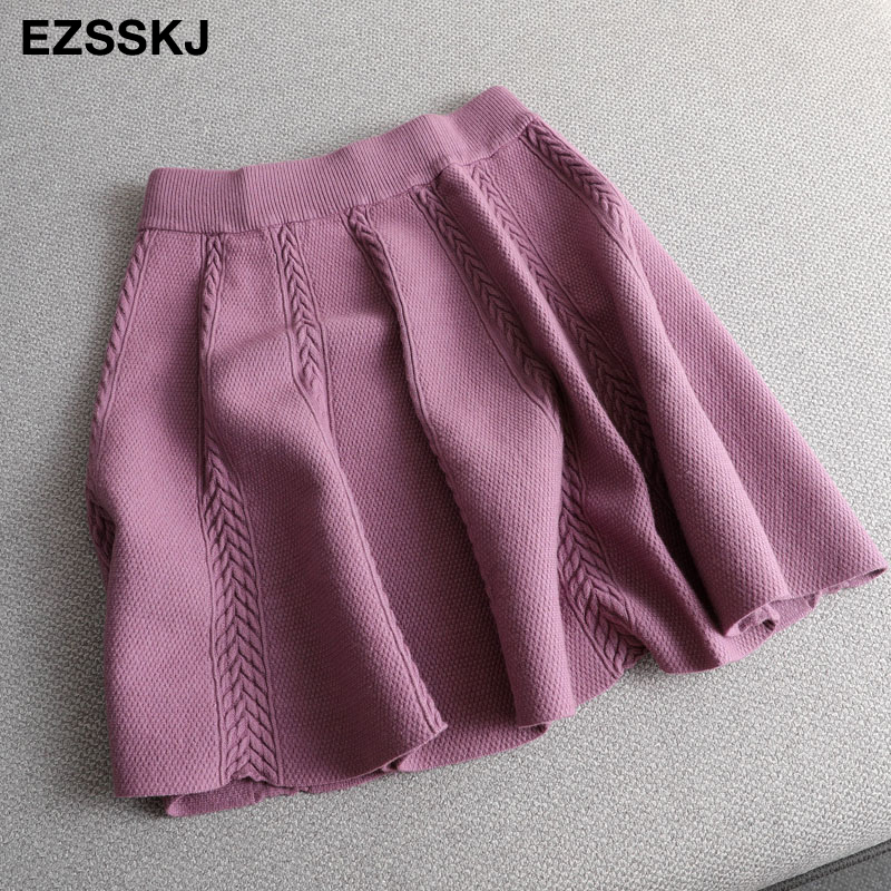 casual Aline mini sweater thick skirt female autumn winter sweater sun skirt women girl short sweaterskirt 210306