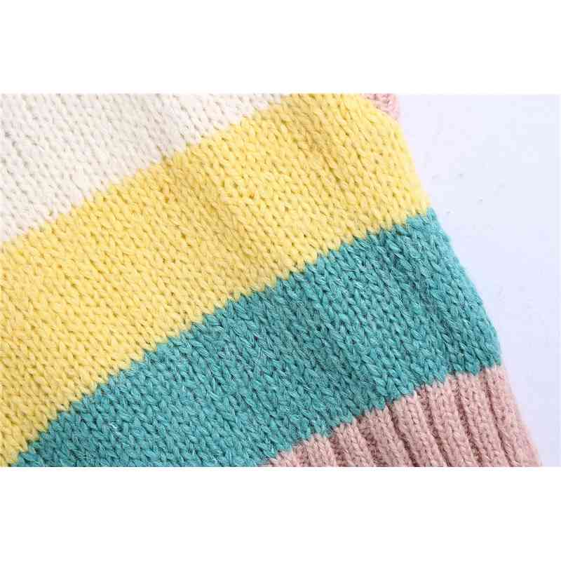 Streetwear Women Striped Sweater Tanks Fashion Ladies V-Neck Knitted Tops Elegant Female Chic Pullover Sweet Girl Vest 210527