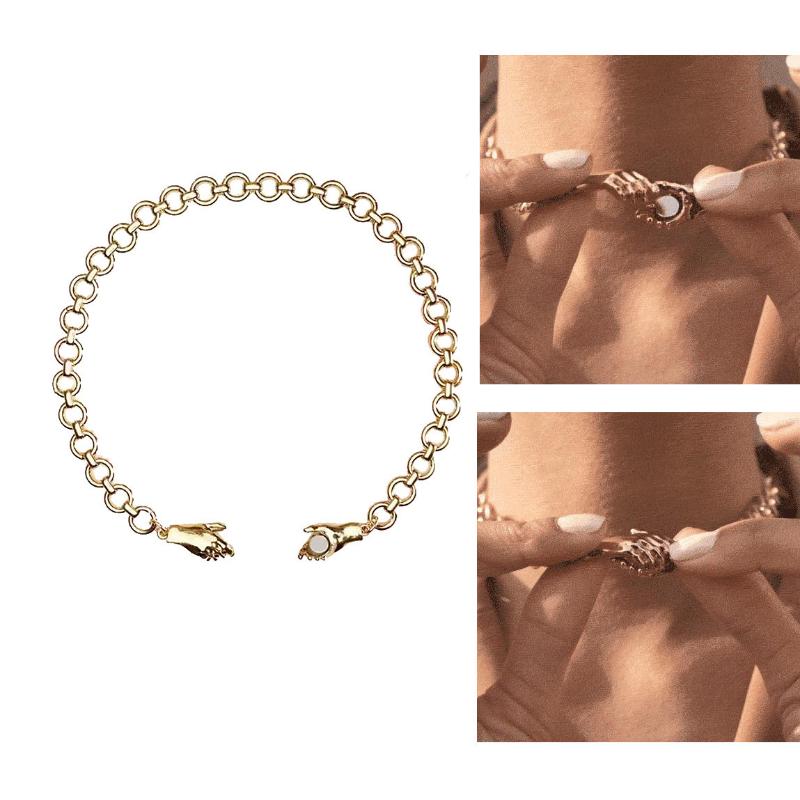 Chains Hold Hands Necklace Fashion Style Magnets Clavicle Chain