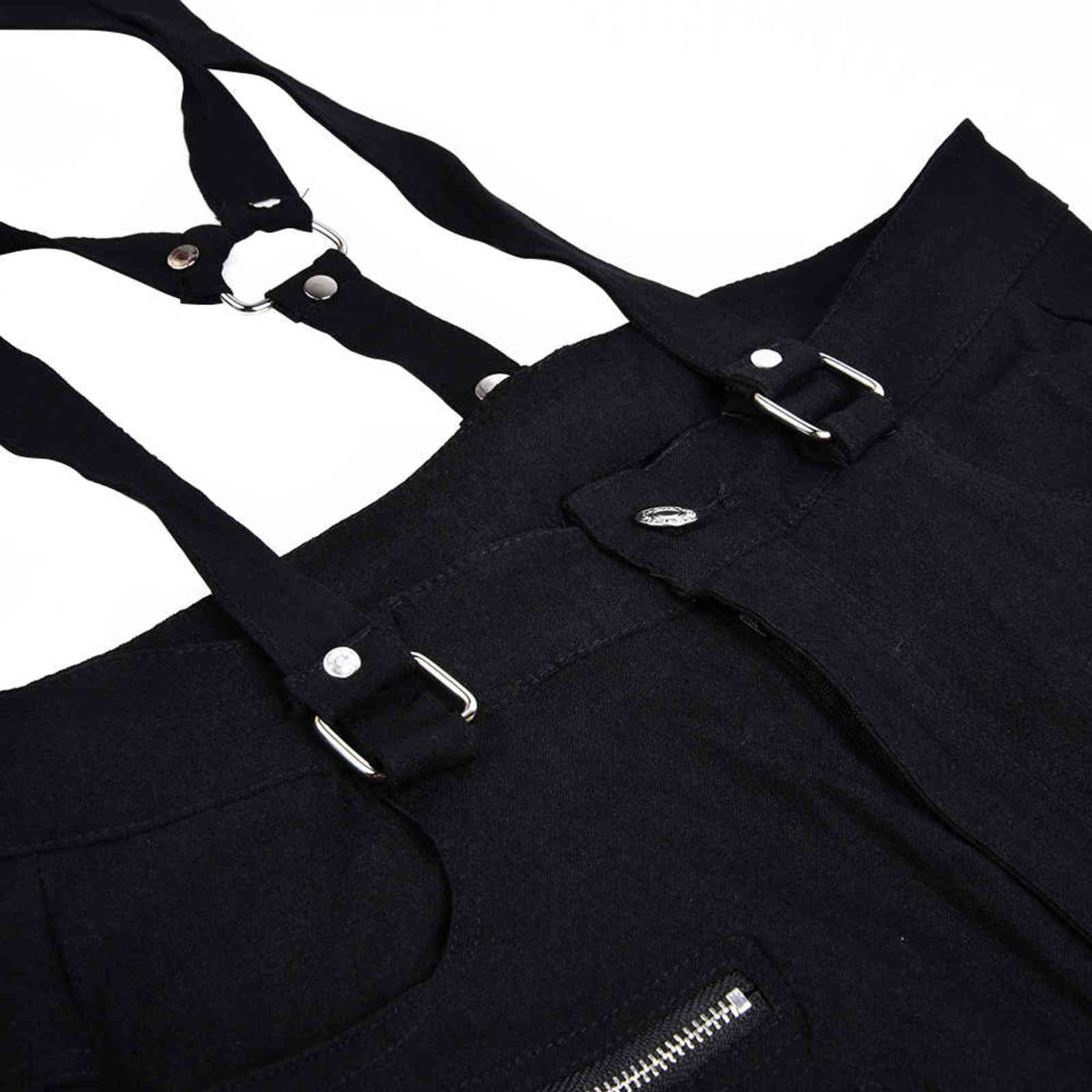 Women Gothic Pencil Pants Trousers Belt Zipper Ladies Streetwear Long Solid Black Hip Hop D30 211115