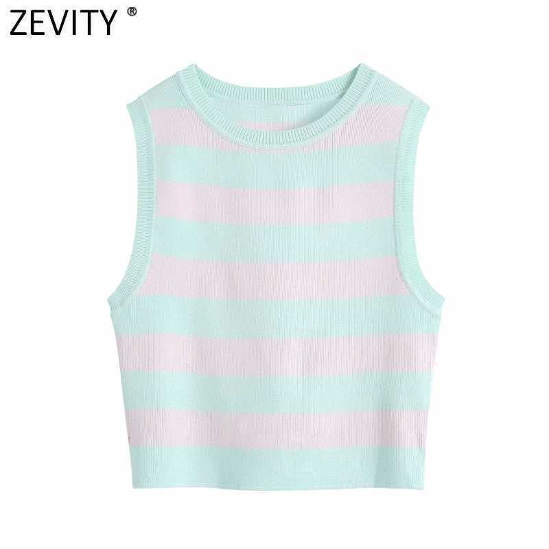 Zevity Women Fashion Striped Print Short Knitting Sweater Female Chic O Neck Sleeveless Slim Vest Pullovers Tops SW816 210603, As pic sw816bb
Zevity Women Fashion Striped Print Short Knitting Sweater Female Chic O Neck Sleeveless Slim Vest Pullovers Tops SW816 210603, As pic sw816bb