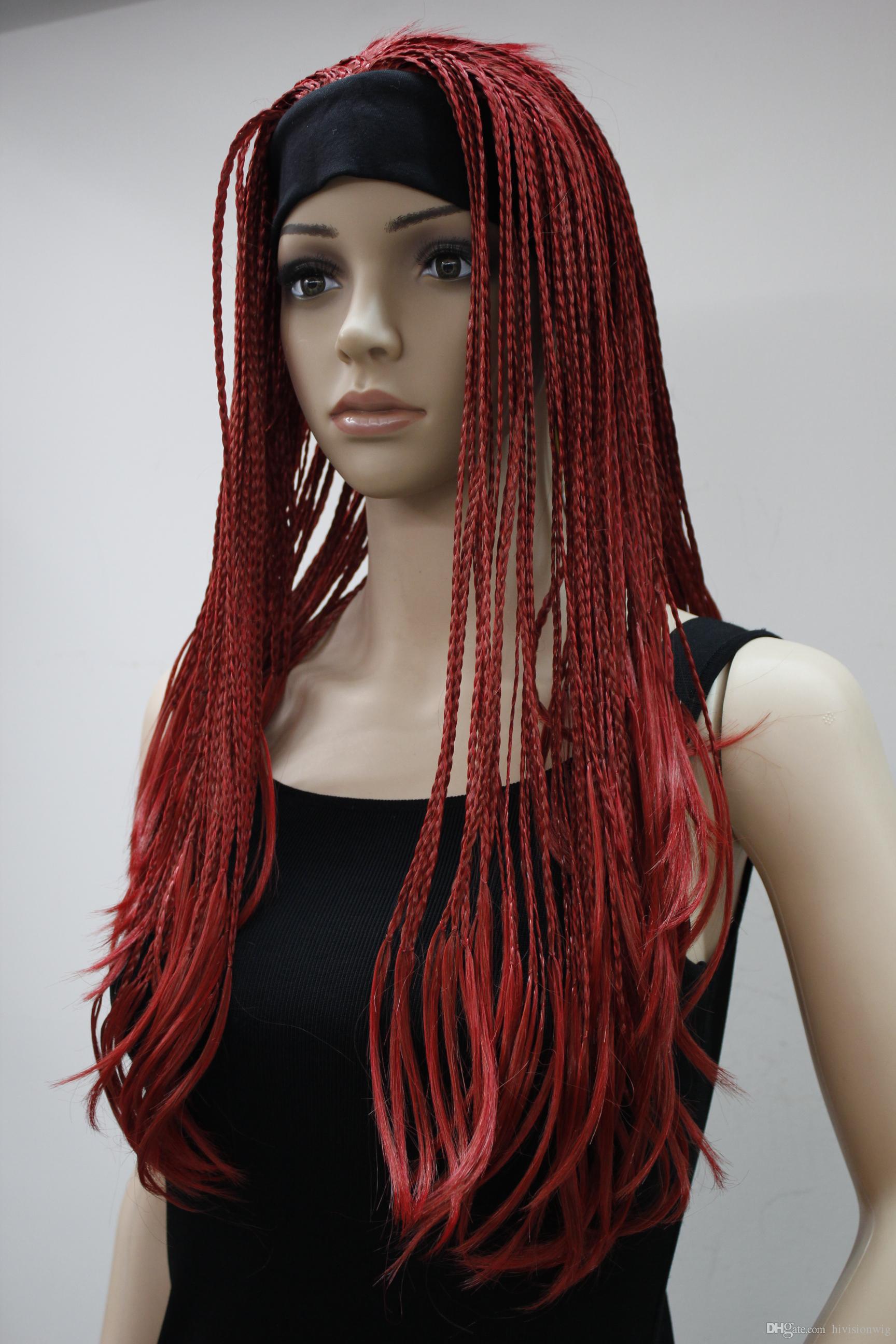 High quality Fashion Dark red 3/4 headbands straight long braid half Braids Women's wig
High quality Fashion Dark red 3/4 headbands straight long braid half Braids Women's wig