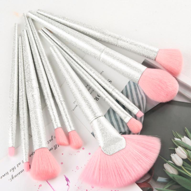 Makeup Brushes 10pcs Clear Rainbow Handle Make Up Cosmetics Eyeshadow Eyeliner Brow High Quality Brush