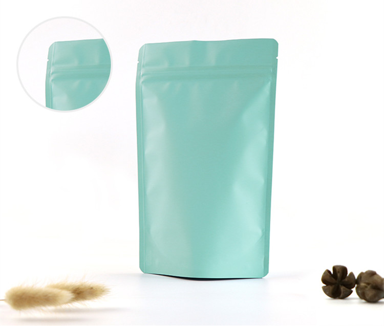 Matte Light Blue Aluminum Foil Zip Lock Packaging Bag Stand up Thick Resealable Ground Coffee Beans Snack Seafood Sugar Wedding Party Xmas Heat Sealin