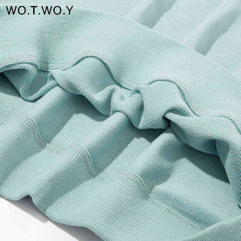 WOTWOY Elastic Waist Casual Sweatshirt Women 2 Pieces Matching Pants Sets Autumn Winter Loose Tracksuits Female Solid Pullovers 211108