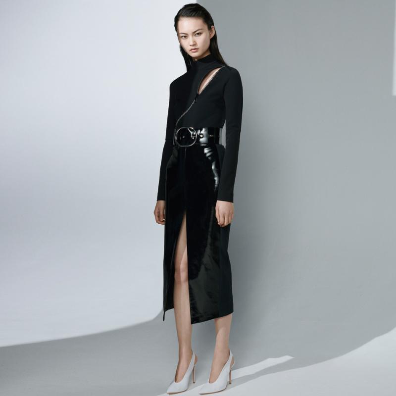 Casual Dresses Feminine PU Black Long Sleeve Bandage 2 Piece Dress Set Leather Sash Embellished Front Split Cool Midi Femme For Women, As pic
Casual Dresses Feminine PU Black Long Sleeve Bandage 2 Piece Dress Set Leather Sash Embellished Front Split Cool Midi Femme For Women, As pic